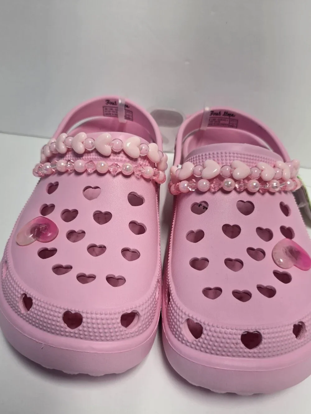 NWT Kids First Steps Pink Jelly Heart Detail Clogs Size 3